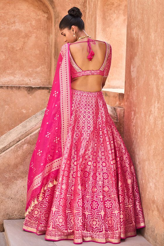 Aniq Lehenga Set, Hot Pink, image 2